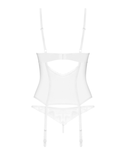 Корсет Obsessive Alissium corset & thong, XL/2XL, гнучкі кісточки, відкрита спина, стрінги в комплек - фото №7