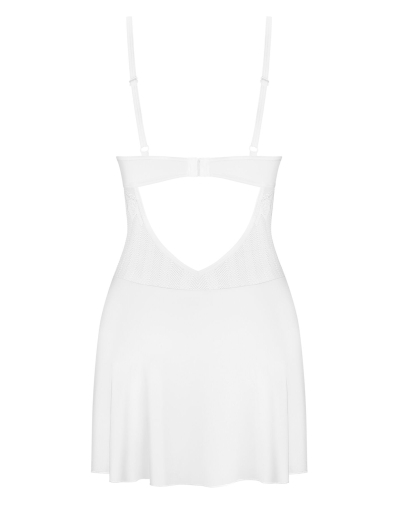 Пеньюар Obsessive Alissium chemise & thong, M/L, мереживний ліф, стрінги в комплекті - фото №5