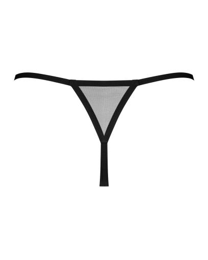 Трусики-стрінги Obsessive Novenes crotchless thong, XS/S, сітка, стрепи, прикраса зі стразами, відкр - фото №4