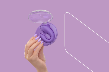 Вібратор для пар FairyGasm PleasureBerry violet, зарядний кейс, пульт ДК - фото №9