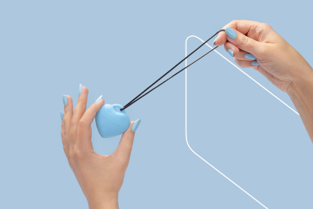 Мінівібратор «Сердечко» FairyGasm PleasureStone blue, 9 режимів, на шнурку - фото №5