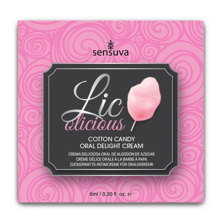 Пробник гелю для мінету Sensuva Lic-o-licious Cotton Candy (6 мл), оліїстий, без цукру - фото