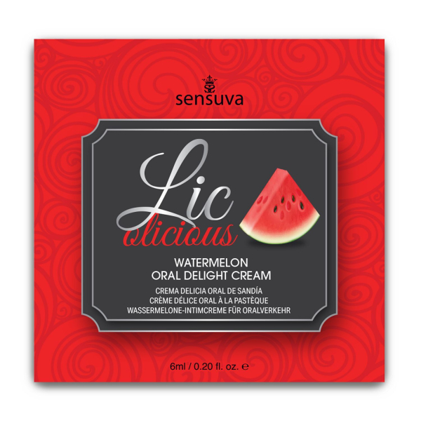 Пробник гелю для мінету Sensuva Lic-o-licious Watermelon (6 мл), оліїстий, без цукру - фото