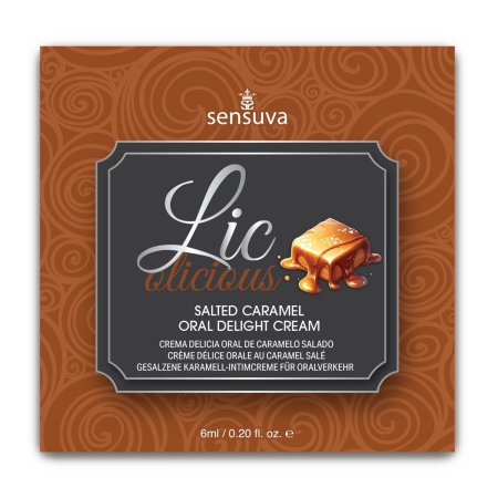 Пробник геля для мінету Sensuva Lic-o-licious Salted Caramel (6 мл), оліїстий, без цукру - фото