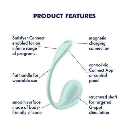 Смарт-віброяйце Satisfyer Smooth Petal Connect App Mint - фото №7