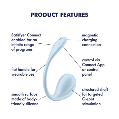 Смарт-віброяйце Satisfyer Smooth Petal Connect App Light Blue - фото №7