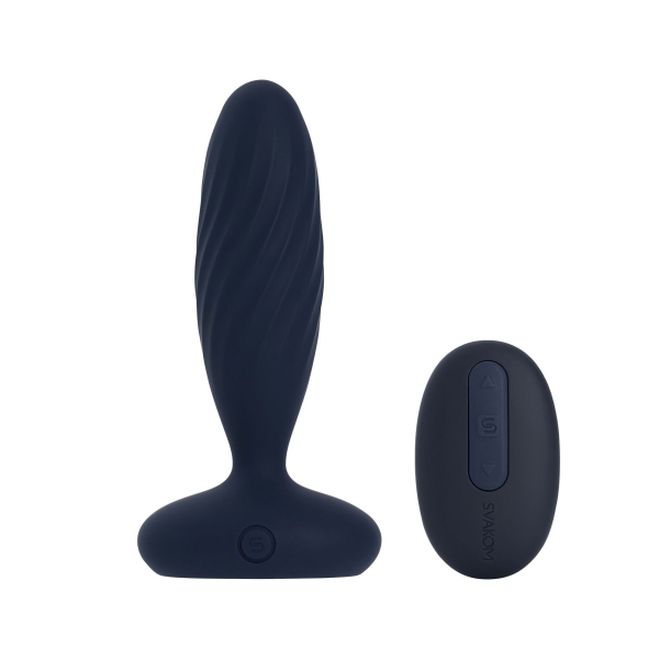 Анальна смарт-вібропробка з пульсацією Svakom Jordan Navy Blue, пульт ДК - фото