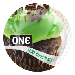 Ароматизований презерватив ONE FlavorWaves Mint Chocolate, 1 шт, зелений, запах м’ятного шоколаду - фото