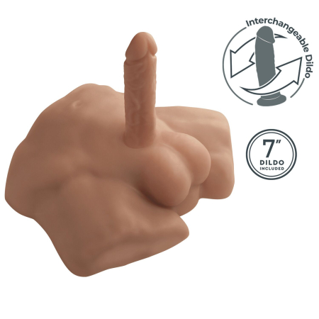 Півторс з фалоімітатором на присосці SilexD Apollo S Male Torso Caramel - фото №5