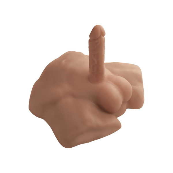 Півторс з фалоімітатором на присосці SilexD Apollo S Male Torso Caramel - фото