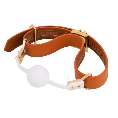 Шкіряний кляп з 2-ма насадками LOCKINK Ball-Gag & Gag-bite Set - Brown - фото №4