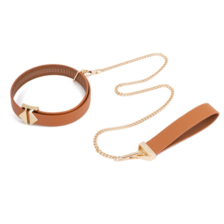 Повідець LOCKINK Tied Collar with Leash Set - Brown - фото