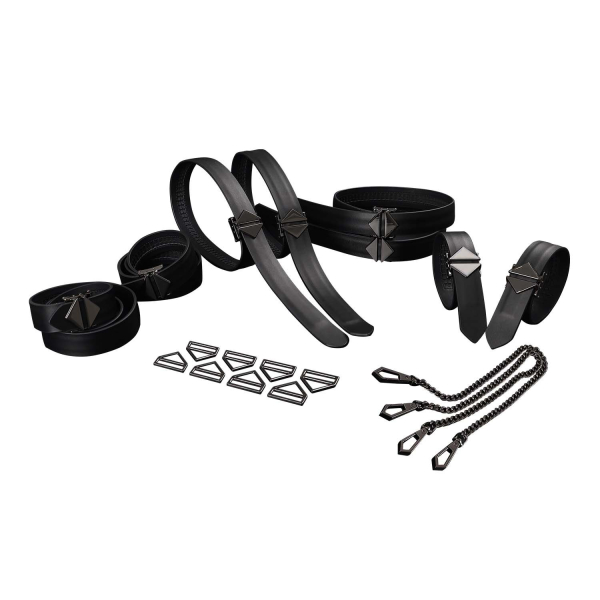 Набір із 8 ременів для зв'язування LOCKINK 8-Bondage-Straps Restraint Set - Black - фото