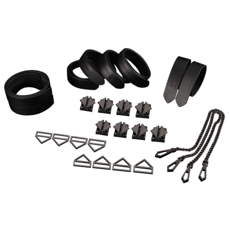Набір із 8 ременів для зв'язування LOCKINK 8-Bondage-Straps Restraint Set - Black - фото №7