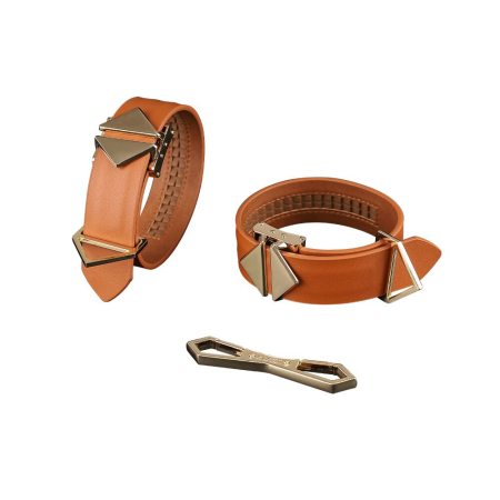 Наручники LOCKINK Wristcuffs/Anklecuffs Brown Set - фото №2