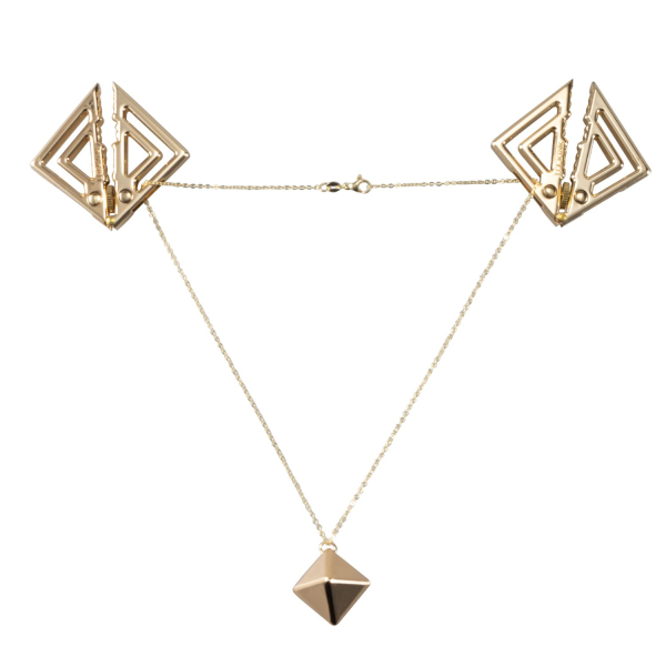 Затискачі для сосків з важкою підвіскою LOCKINK Adjustable Nipple Clamps with Heavy Pendant - Golden 