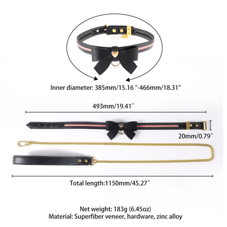 Повідець LOCKINK SEVANDA Love Heart Butterfly Leather Collar Set - Black - фото №8