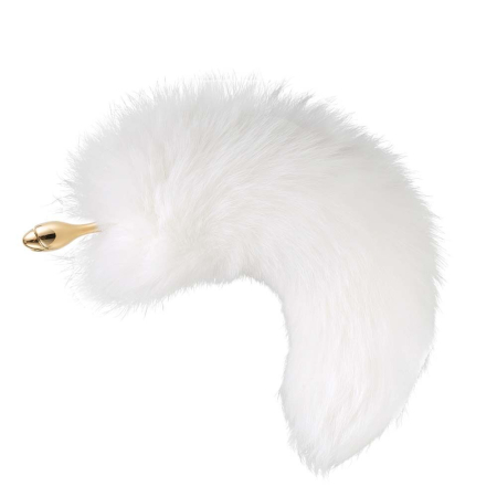Металева анальна пробка Лисячий хвіст LOCKINK SEVANDA White Fox-Tail Anal Rose-shape Plug - фото №2