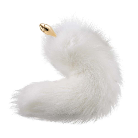 Металева анальна пробка Лисячий хвіст LOCKINK SEVANDA White Fox-Tail Anal Rose-shape Plug - фото №3