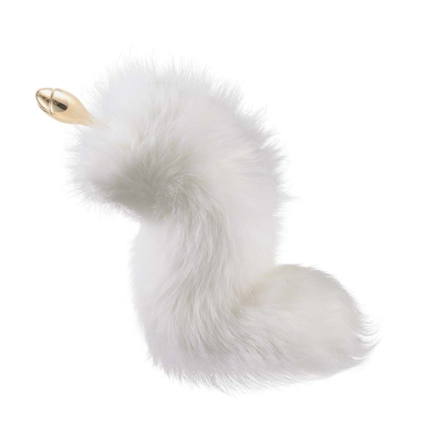 Металева анальна пробка Лисячий хвіст LOCKINK SEVANDA White Fox-Tail Anal Rose-shape Plug - фото