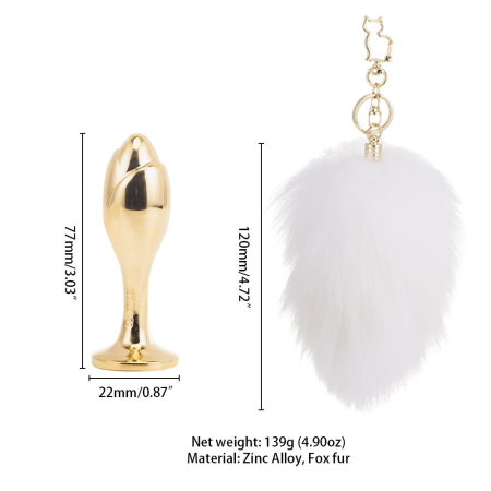 Металева анальна пробка Кролячий хвост LOCKINK SEVANDA White Bunny-Tail Anal Rose-shape Plug - фото №7