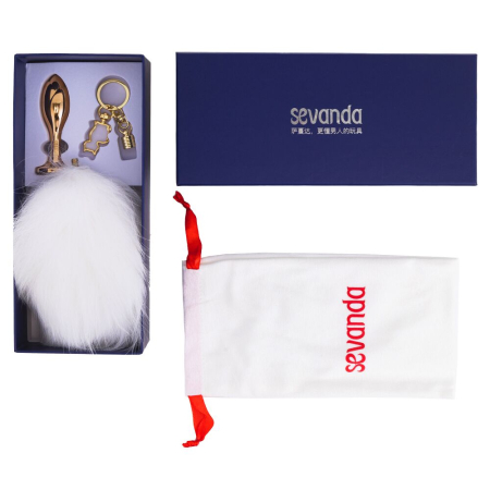 Металева анальна пробка Кролячий хвост LOCKINK SEVANDA White Bunny-Tail Anal Rose-shape Plug - фото №8