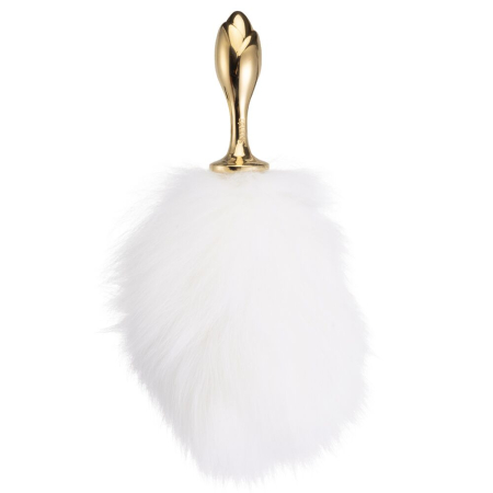 Металева анальна пробка Кролячий хвост LOCKINK SEVANDA White Bunny-Tail Anal Rose-shape Plug - фото №6