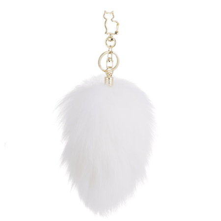 Металева анальна пробка Кролячий хвост LOCKINK SEVANDA White Bunny-Tail Anal Pear-shape Plug - фото №5