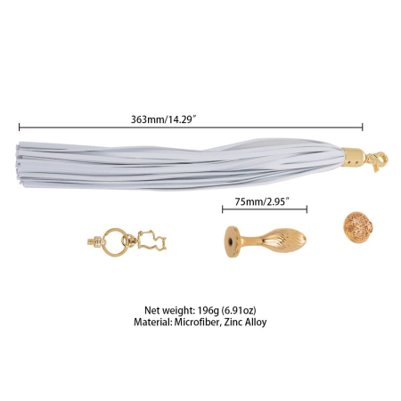 Металева анальна пробка Хвіст поні LOCKINK SEVANDA White Pony-Tail Anal Pear-shape Plug - фото №6