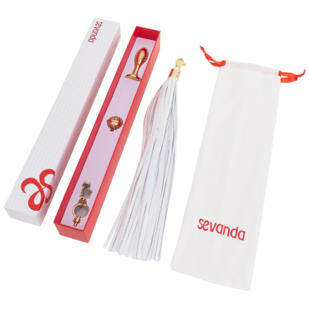 Металева анальна пробка Хвіст поні LOCKINK SEVANDA White Pony-Tail Anal Pear-shape Plug - фото №7