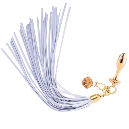 Металева анальна пробка Хвіст поні LOCKINK SEVANDA White Pony-Tail Anal Rose-shape Plug - фото