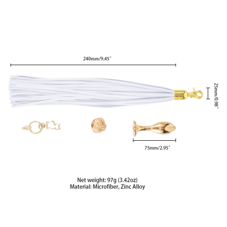 Металева анальна пробка Хвіст поні LOCKINK SEVANDA White Pony-Tail Anal Rose-shape Plug - фото №6