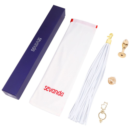 Металева анальна пробка Хвіст поні LOCKINK SEVANDA White Pony-Tail Anal Rose-shape Plug - фото №7