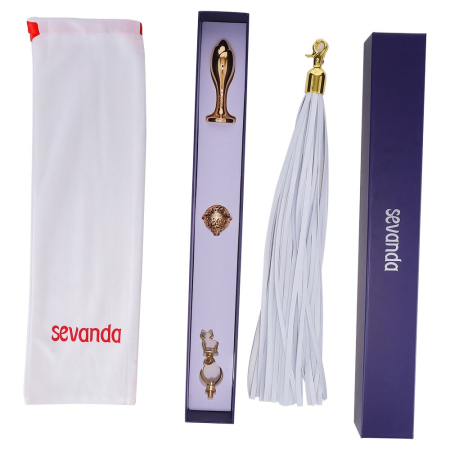 Металева анальна пробка Хвіст поні LOCKINK SEVANDA White Pony-Tail Anal Rose-shape Plug - фото №8