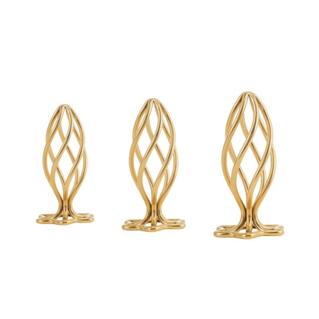 Анальна пробка LOCKINK SEVANDA Hollow Spiral Golden Metal Anal Plug - M size - фото №10