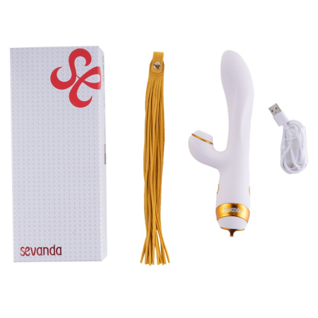 Вібратор-кролик з флогером LOCKINK SEVANDA Whip Vibrating Massage Wand - White & Golden - фото №8
