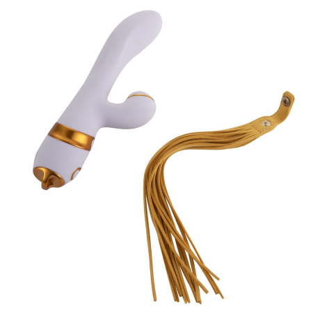 Вібратор-кролик з флогером LOCKINK SEVANDA Whip Vibrating Massage Wand - White & Golden - фото №6