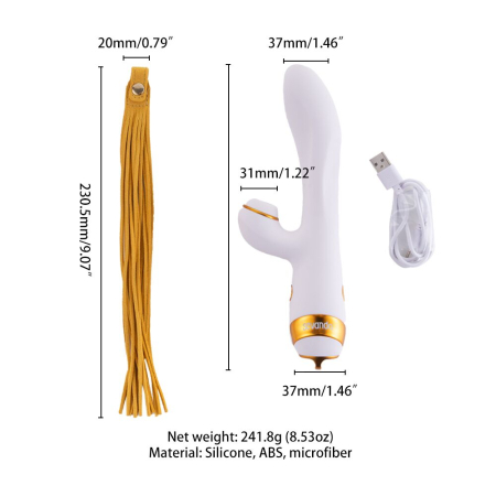 Вібратор-кролик з флогером LOCKINK SEVANDA Whip Vibrating Massage Wand - White & Golden - фото №7