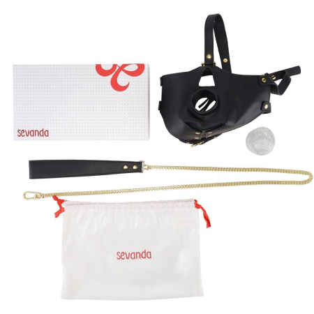 Маска-збруя для орального сексу з повідцем LOCKINK SEVANDA Blowjob Head Muzzle with Leash - фото №7