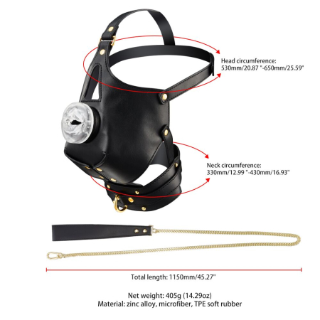 Маска-збруя для орального сексу з повідцем LOCKINK SEVANDA Blowjob Head Muzzle with Leash - фото №10