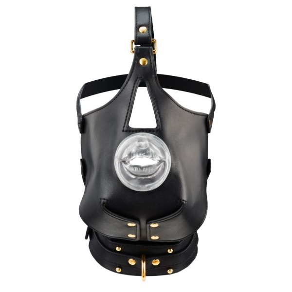 Маска-збруя для орального сексу з повідцем LOCKINK SEVANDA Blowjob Head Muzzle with Leash - фото