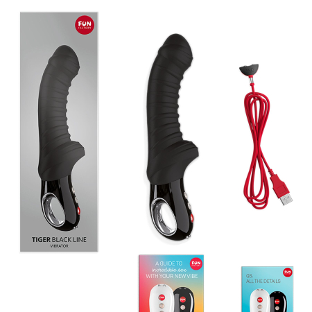 Вібратор для точки G Fun Factory TIGER black, ребристий, підходить для анальної стимуляції №5
