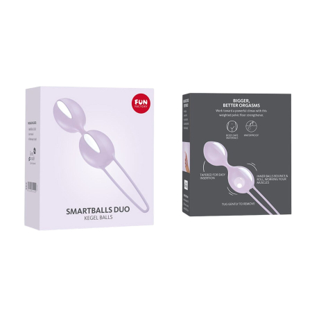 Вагінальні кульки Fun Factory SMARTBALLS DUO, бузково-білі, 2 шт, діаметр 3,2 та 3,6 см - фото №7