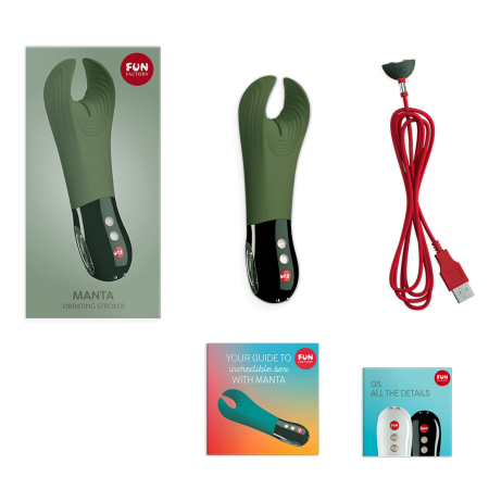 Вібратор для пеніса Fun Factory MANTA moss green/black, підходить для парних ігор - фото №5