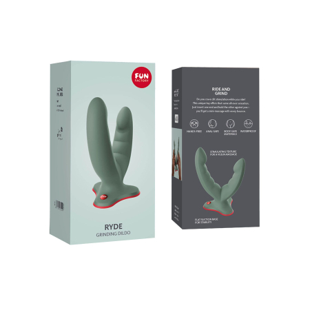 Подвійний фалоімітатор Fun Factory RYDE wild olive, гнучкі стовбури, присоска - фото №10