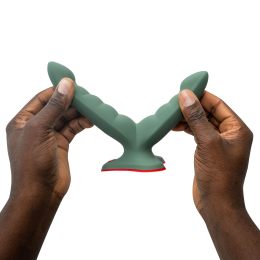 Подвійний фалоімітатор Fun Factory RYDE wild olive, гнучкі стовбури, присоска - - фото №7