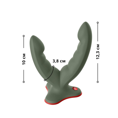 Подвійний фалоімітатор Fun Factory RYDE wild olive, гнучкі стовбури, присоска - фото №2