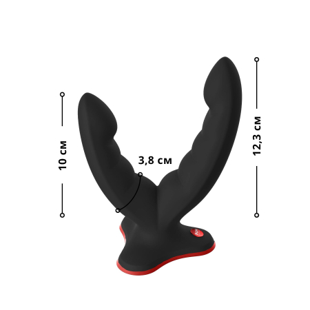 Подвійний фалоімітатор Fun Factory RYDE black, гнучкі стовбури, присоска - фото №2