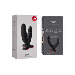 Подвійний фалоімітатор Fun Factory RYDE black, гнучкі стовбури, присоска - - фото №7