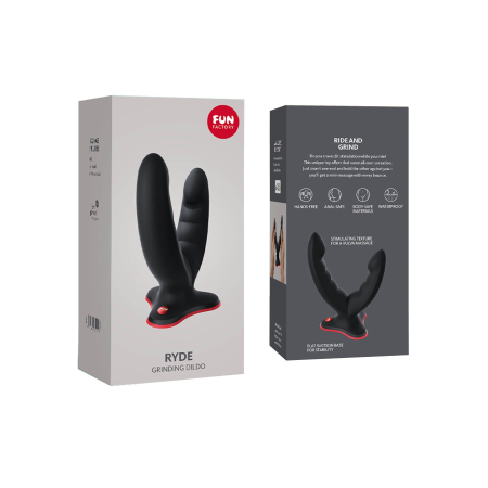 Подвійний фалоімітатор Fun Factory RYDE black, гнучкі стовбури, присоска - фото №7